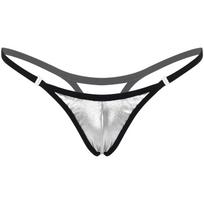 Women Shiny Micro Thong Underwear Low Rise Elastic Waist G String Bikini Bottoms One Size gray