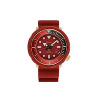 Seiko New Fashion Couple Solar Smart Diving Watch Red Can Solar Quartz Movement Silicone Strap Unisex watches SNE580P1 Red brown