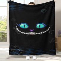 Alisa stebuklų šalyje Animacinis Česhyro katinas Flanelinis pledas, Itin minkštas šiltas pliušinis užklotas namams Miegamojo Lovos Sofos Dangalas Vaikų Dovana 75x90cm black