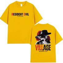 Hot Game Resident Evil Merch T Shirts Men Women Vintage High Quality Fashion Tshirt Summer Cotton Oversized Tees Streetwear 4XL yellow