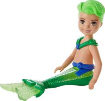 Mattel Barbie Chelsea Merboy Green Hair and Tail - Dreamtopia Doll, žalia
