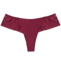 3 Pieces New Plus Size Thong Women's Ice Silk Seamless Panties Low Waist Sexy Striped Lace Underwear XL vyno raudonos spalvos