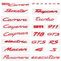 Porsche 911 Carrera Taycan Boxster 718 GT3 Metal 3D Car Emblem Sticker Notch 4 raudona