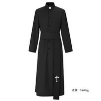 Medieval Priest Costume Halloween Cosplay Party Stage Performance Unisex Adult Outfit In Chenille Fabric 3XL black