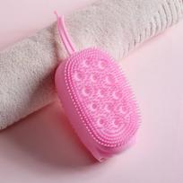 Dual-Sided Silicone Bubble Bath Brush & Back Scrubber rožinė