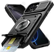 Case For iPhone 17 16 15 14 Pro Max 16 Plus Magnetic Rotated Ring Kickstand Heavy Duty Drop Protection Wallet Cover Funda Capa For iPhone 17 ProMax gray