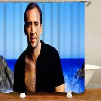 Juokingas 3D Nicolas Cage veido narvo plakatas Dušo užuolaida 1 vnt. Vonios pertvaros užuolaidos su kabliukais vonios dekoravimui Vandeniui atspari 90x180cm blue