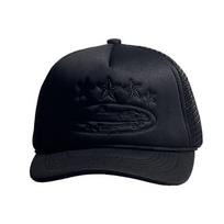 Star Embroidered Trucker Cap With Breathable Cotton For Summer Street Style Black black