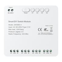 ZigBee 4 kanalų jungiklio modulis su bevolte DC 32V kontaktu Avatto ZWSMMD-4-250V