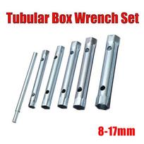 6pcs 8-17mm Tube Spanner Set Metric Tubular Box Wrench Tube Bar Spark-Plug Spanner Steel Double Ended Automotive Plumb Repair Ship Within 24 Hours gray