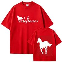 Rock Band Deftones White Pony Graphic Tshirt Unisex Unisex Gothic Punk Streetwear Hip Hop Pure Cotton Fashion Unisexs Tshirt L red