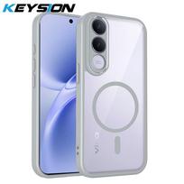 KEYSION Skaidrus magnetinis telefono dėklas skirtas VIVO V70 FE 5G Minkštas silikonas+PC HD skaidrus smūgiams atsparus galinis dangtelis skirtas VIVO V70 FE for VIVO V70 FE pilka