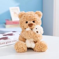 Cute Parent-child Teddy Bear Plush Toy Fluffy Bear& Rabbit Mom Hold Baby Soft Doll Stuffed Animal Plush Kids Toys Birthday Gift 30cm white
