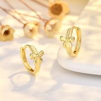 Exquisite Bow Mini Ear Cuffs: Cute, Niche Design Earrings for Sleep-Friendly, Versatile Wear on Ear Cartilage. beige