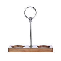 Brown Silver Salt and Pepper Grinder Tray Condiment Holder Rack  Home Kitchen Restaurant