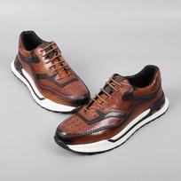 France Luxury Men Casual Sneaker Soild Brown Blue Sports Style Daily Lace-up Genuine Leather Flat Derby Shoes 41 ruda
