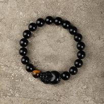 Natural Rainbow Eye Obsidian Double Pixiu Bracelet Men Tiger Eye Stone Wealth Attraction Buddha Bead Jewelry Body Protection Round Bead 10mm gray
