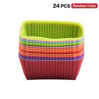 12/24Pcs Silicone Lunch Box Dividers Bento Lunch Box Dividers Lunch Dividers Dish Cups Salad Dressing For Kids Lunch Accessories Rectangle 24PCS
