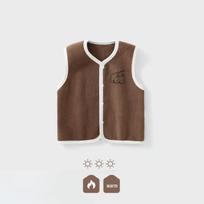 Kūdikio vilnos pamušalo koralinės vilnos liemenė berniukams ir mergaitėms - Šilti viršutiniai drabužiai rudeniui/žiemai 100cm brown