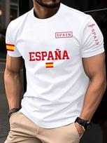 Ispanija 2026 Futbolo Marškinėliai Vyrams Klasikiniai Dievas Ispanija Laisvalaikio Trumpomis Rankovėmis Viršutiniai Drabužiai Laisvalaikio Apvalia Kaklo Sportinio Stiliaus Marškinėliai Vyriški Drabužiai M white