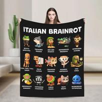Types of Italian Brainrot Characters Blanket Funny Meme Flannel Soft Throw for Bedding Lounge All Season Travel 150x200cm