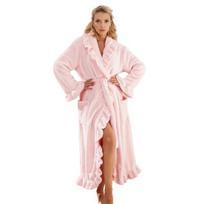 Moterims švelnus klostuotas chalatas, minkštas vilnos šalikėlio apykaklės kimono, vonios chalatas, žiemos pliušinis šiltas namų chalatas su kišenėmis XL rožinė