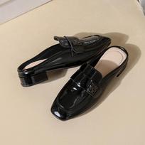 Madingi Nauji Kvadratiniu Priekiu Seksualūs Laisvalaikio Šlepetės Vasarinės Patogios Lengvos Elegantiškos Didelio Dydžio Aukštakulnės Pusiau Šlepetės Moterims 42 black
