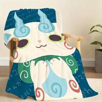 Mielas animacinis žaidimas Anime Yo kai w Watch Komasan pledas Minkštas metamas pledas Namų miegamojo lovos sofos iškylos kelionės biuro pledas Dovana 75x90cm blue