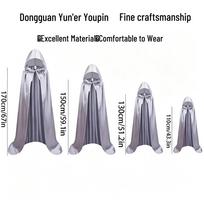 Unisex Grim Reaper Hooded Cloak Halloween Cosplay Costume 110 cm sidabras