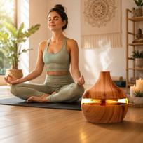 PURE AROMA 300 ML Ultrasonic Atomization Humidifier & Essential Oil Aroma Diffuser | Cool Mist | Whisper Quiet | LED Night Light | Auto Shut-Off | brown