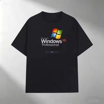 T-Shirt, Windows XP Professional Print Crew Neck Short Sleeve Casual Outdoor Tee 130 white