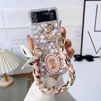 Applicable to Samsung z flip7/6/5 mobile phone case, rhinestone queen crown 3/4 generation full diamond folding hand case Moto Razr 50 gray
