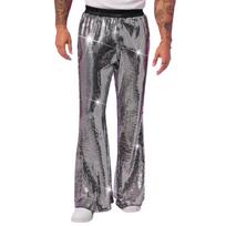 High Glossy Sequined Dance Pants Delivering Freely Movement and Fashion for Stage Shows Elastic Polyester Bottoms XL sidabras