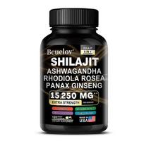 Bcuelov Shilajit 8-in-1 Supplement, 15250mg, Ashwagandha, Rhodiola, Ginseng & Cordyceps, 120 Caps 120 Capsules