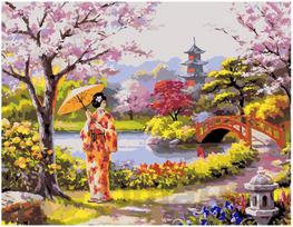 Tapyba pagal skaičius Pasivakščiojimas japonų sode, 40x50 cm