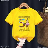 Curious George Cute Monkey Print Cartoon Boys Clothes 1 2 3 4 5 6 7 8 9 Years Birthday Number Kids T Shirt Baby Girls T-Shirts 120 yellow