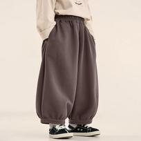 Boys Korean Style Loose Solid Lantern Long Pants Kids Casual Trousers 130cm black