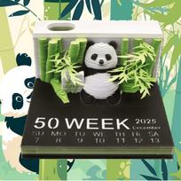 Panda 3D lipnūs lapeliai: Nulupamas savaitinis kalendorius ir kūrybiški stalo papuošalai, puikiai tinkantys kultūrinėms dovanoms ir įmonės suvenyrams.