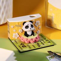 Panda 3D lipnūs lapeliai: Nulupamas savaitinis kalendorius ir kūrybiški stalo papuošalai, puikiai tinkantys kultūrinėms dovanoms ir įmonės suvenyrams.