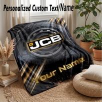 JCB Custom Flannel Throw Blanket Print Your Name Text Soft Warm Blanket Holiday Present 80cmx120cm gray