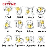 Animacinis Jautis Dvyniai Žvaigždės Širdis Dvylika Zodiako Ženklų Rinkinys Originalūs Vario Pakabukai Karoliukai Tinka Apyrankei Pasidaryk Pats Gimtadienio Moterims Dovana Leo white