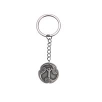 EUEAVAN Retro Mysterious 24 Runes Keychain Norse Viking Jewelry Courage Charm Letter Amulet Keyring for Women Men Accessories gray