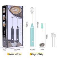 Electric Handheld Milk Frother & Mixer for Coffee and Eggs Color Box Packaging + Charging Cable