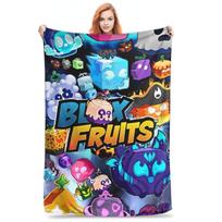 Blox Fruits žaidimo vaizdo įrašo dovana pledas vyrams, moterims, itin minkštas, jaukus pledas svetainei, 50x60 colių, įvairių dydžių Size: 75*100cm, Weight: 230 GSM blue