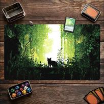 Lush Green Forest Black Cat Art NonSlip Rubber Game Playmat Smooth Table Mat For Tabletop Card Game Desktop Gaming Work Setup 800x300x2mm white