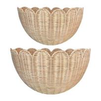 1/2 vnt. Rankomis pintas banguotas rotango sieninis krepšys Rustic Bohemian stiliaus kabinamas long+short