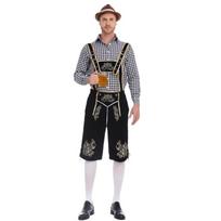 Vyriškas Miuncheno Oktoberfest kostiumas: Vokiškas marškinėlis, kombinezonas ir kepurė trijų dalių rinkinys Large black