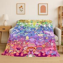 Mielas Pokemonas Pikachu Animacinis Flanelinis Antklodė Minkštas Šiltas Mesti Antklodė Miegamajam Svetainei Lovai Kelionei Stovyklavimui Iškylai Vaikui 75x100cm gray