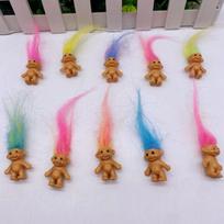 10Pcs Mini Troll Dolls Anime Action Figure Colorful Hair Chromatic Adorable Cute Little Guys Collection, For Christmas,Halloween gray
