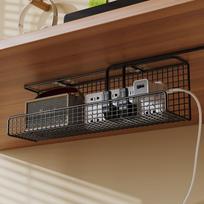 1 Pc Under-desk Cable Management Tray No-drill Power Cable Rack Box Wire Socket Storage Wiring Organizer black